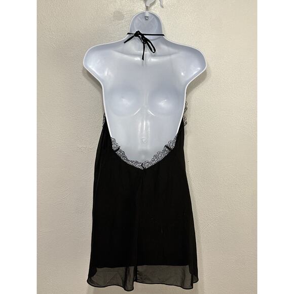 VTG Y2K Forever 21 Babydoll Sheer Dress Tunic Top M Black Dainty Dark Fairy Goth - Picture 8 of 15